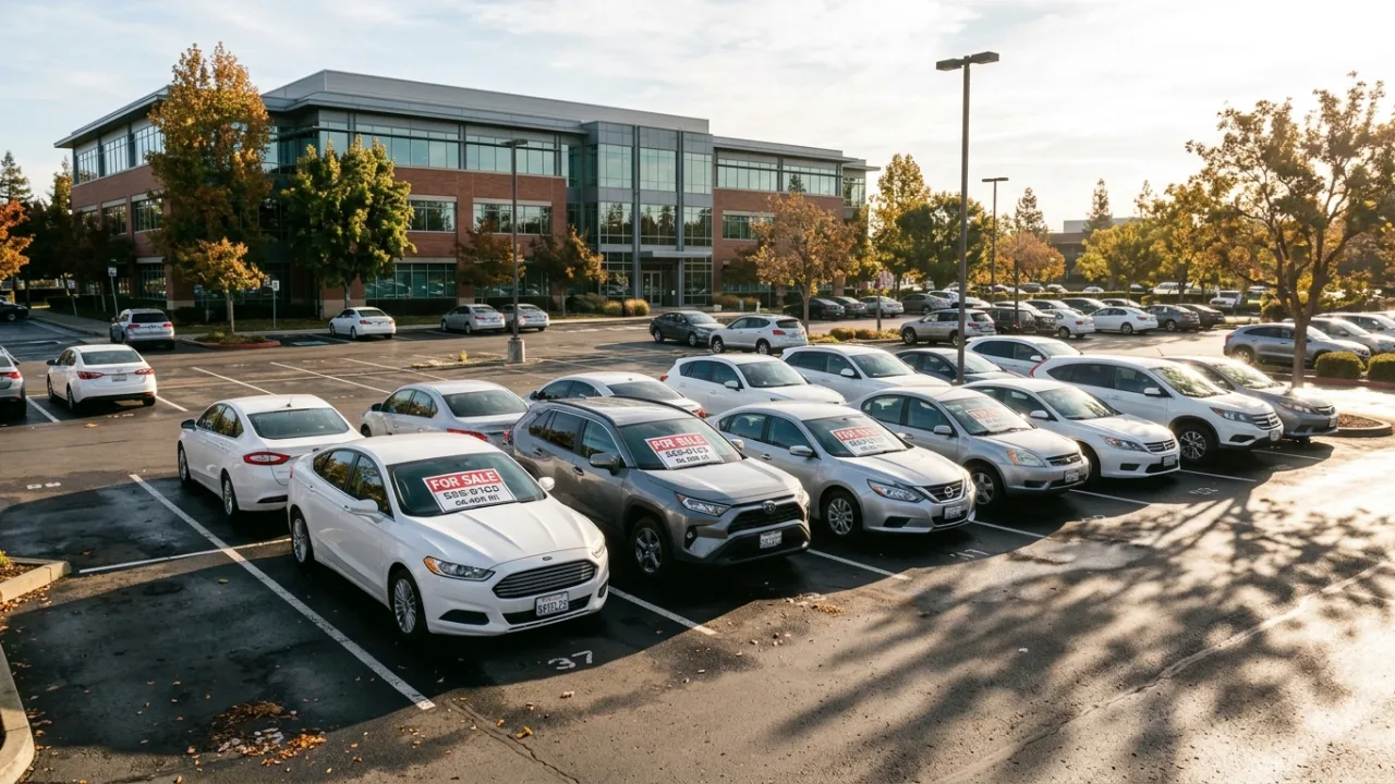 Parking avec voitures de société à vendre