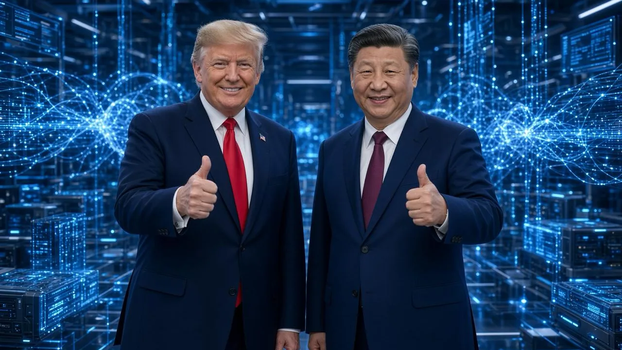 Illustration : Trump et Xi face à l'IA : une course à deux où l'Europe regarde depuis les tribunes